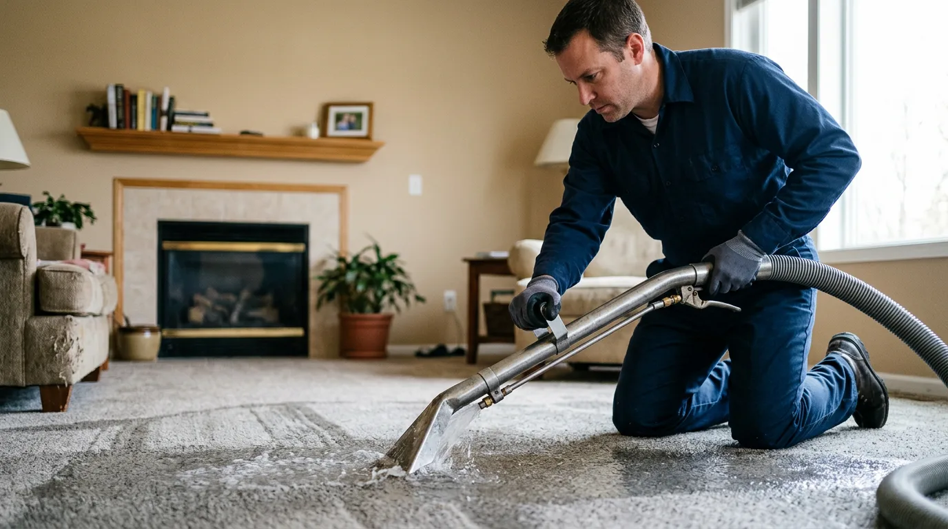Water damage restoration technician working near Crossett, AR